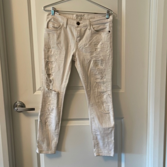 Current Elliot distressed, cream color, jeans, size 29 in seem 26 skinny - Picture 1 of 4